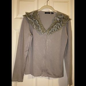 EUC Stera lightweight gray sweater with zipper.